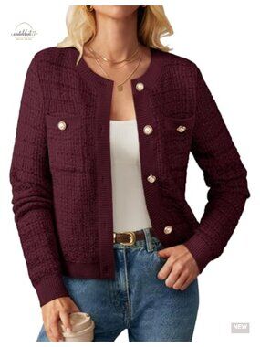 Open Front Textured Knit Cardigan with Pockets